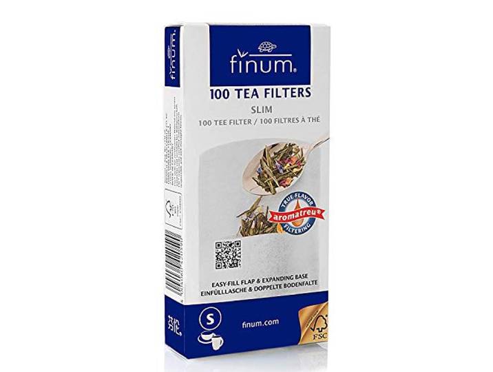 Finum Einweg-Teefilterbeutel aus Papier für losen Tee, Weiß, schmal, 100 Teefilter pro Schachtel, 30 Schachtel im Karton