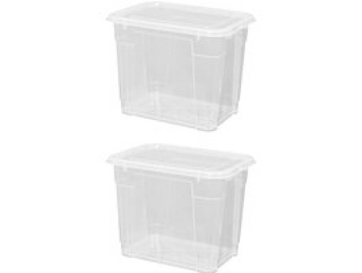 W5 Lot de 2 boîtes de rangement en plastique avec couvercles, 20 L