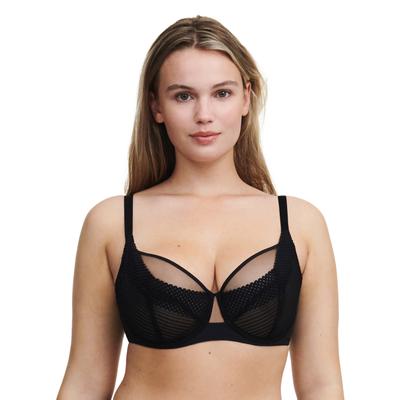 Bügel-BH CHANTELLE "PLAY", Damen, Gr. 80, Cup D, schwarz, Obermaterial: 83% Polyamid, 17% Elasthan, BHs Bügel-BH, Spitze, Tüll, blickdichtes Gewebe, Cut-Outs am Mittelsteg