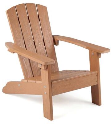 Costway All-Weather HDPE Kid's Adirondack Chair with with High Backrest and Armrests-Natural