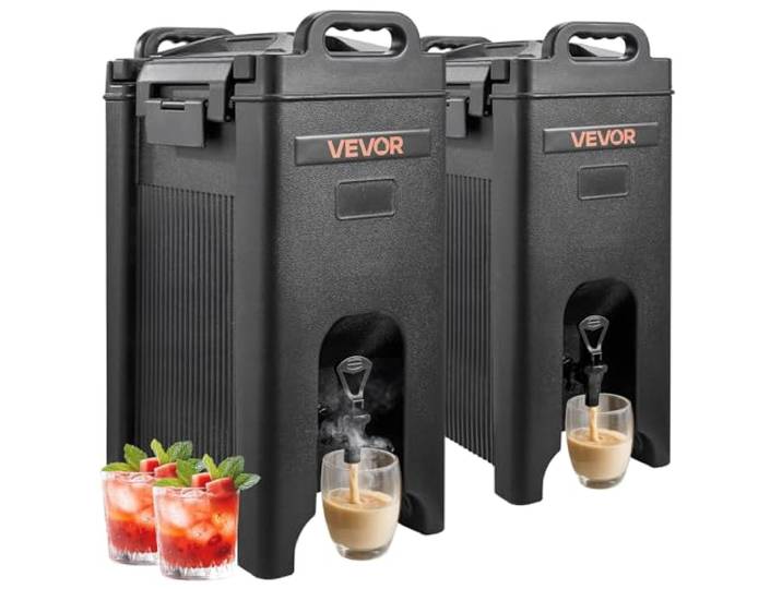 VEVOR isolierter Getränkespender 19 L, Heiß- und Kaltgetränkespender mit Zapfhahn & Griff, lebensmittelechter Thermo-Getränkespender-Kühler für Tee Kaffee Wasser in Cafés und Restaurants, Schwarz