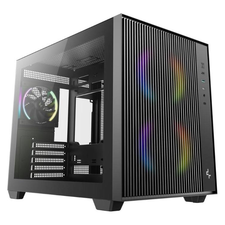 Deepcool Case CG330 MESH 3F, mATX, Průhledná bočnice, 1x120mm ARGB, 2x140mm ARGB, černá (mATX) (R-CG330MESH-BKANM3-G)