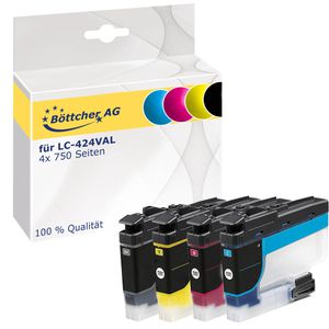 kompatibel für Brother LC-424VAL Value Pack, schwarz, cyan, magenta, gelb