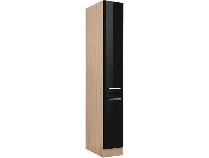 Apothekerschrank KOCHSTATION KS-Eton , schwarz (schwarz hochglanz), B:30cm H:200cm T:60cm, Schränke, Apothekerschrank