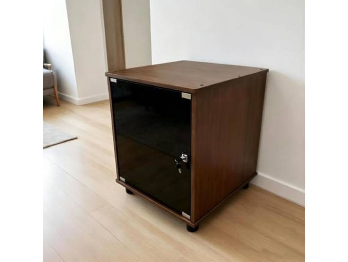 SHYJSGHZ AV-Medienständer aus Massivholz, Stereo-Audio-Rack für Komponenten Medienschrank für Aufnahmestudio und Wohnzimmer, praktische Aufbewahrung für Audiogeräte(Walnut)
