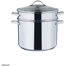 Kelomat Nudeltopf 24cm 3-tlg mit GLD, Pfanne + Kochtopf, Silber