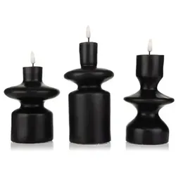 ELAMBIA 3 LED-Kerzen Design-Form Flamme Luma, Timer H.15,5, 17,5 & 19,5cm