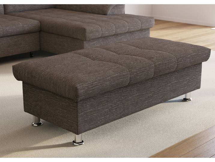 Hocker, Polyester-Acryl-Mix, Beige-Braun, 136×64×43 cm, Mit Stauraum, Modern, Domo-Collection