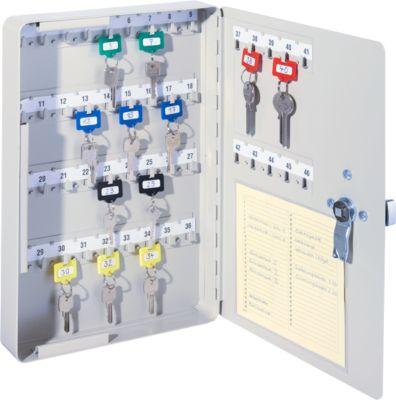 Schlüsselschrank, Elektronikschloss, 46 Haken, lichtgrau