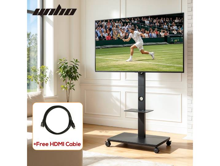 Meuble TV au sol roulant, hauteur inclinable réglable pour chariot TV Portable de 32 à 70 pouces