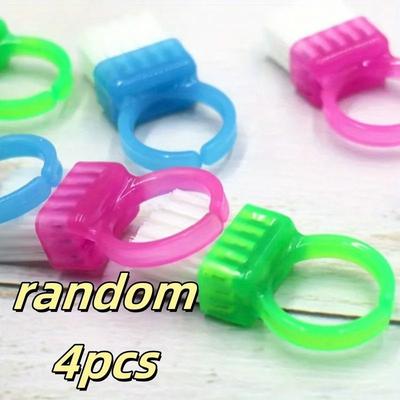 Uplifted Goods Mini Ring Brush Set For Nail And Finger Cleaning 4pcs Random Color