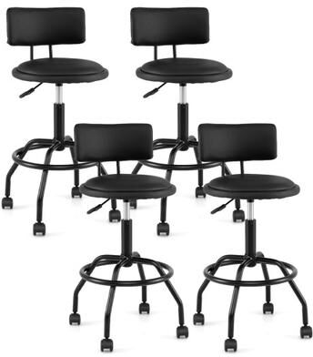 Costway Set of 4 Modern Swivel Height Adjustable Bar Stool with Backrest-Black