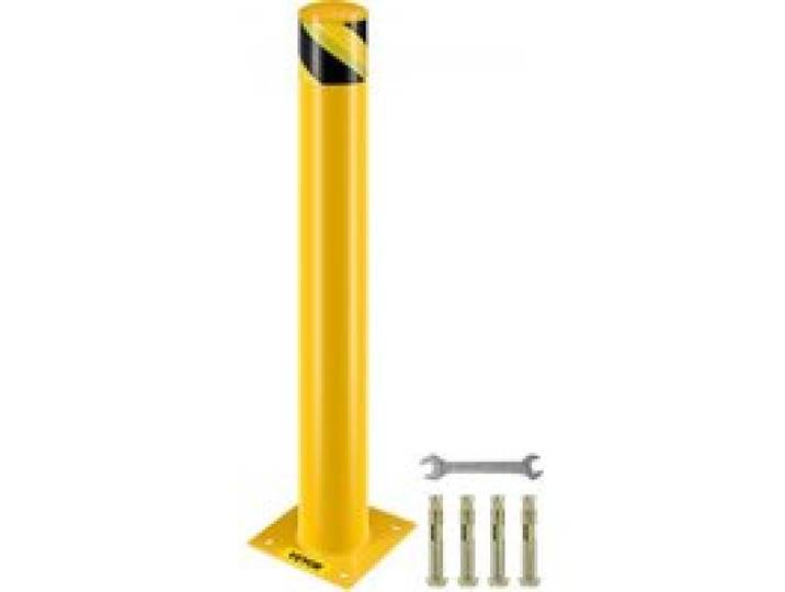 VEVOR Bollard de Sécurité 91,4x11,4 cm, Borne de Sécurité en Tube d’Acier Durable, Revêtement en Poudre Jaune, Barrière de Sécurité avec 4 Boulons d'Ancrage, pour Parking Stationnement, Piétons, École