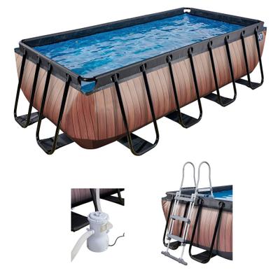 Framepool EXIT, braun, B:200cm H:100cm L:400cm, Schwimmbecken, BxLxH: 200x400x100 cm, mit Filterpumpe und Sicherheitsleiter