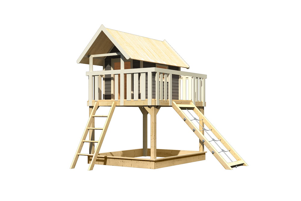 KARIBUHOLZT Akubi Stelzenhaus Fidel terra mit Netzrampe 16938000