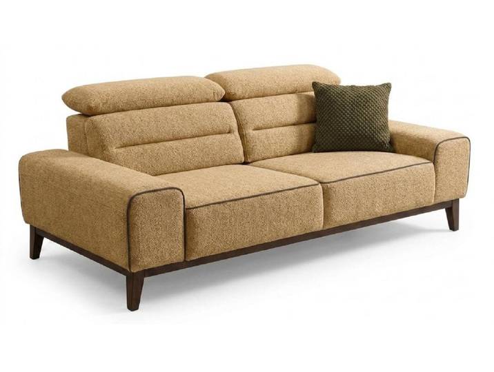 JVmoebel 3-Sitzer Modernes 3-Sitzer Sofa Camel Bouclé Stoff Wohnzimmer Polstersofa, 1 Teile, Einfarbig, modernes Design, bequeme Polsterung