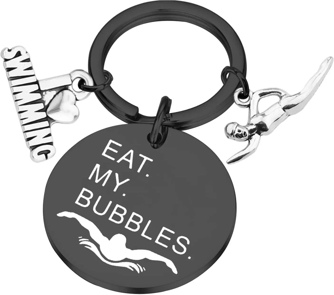 INF Stylischer schwarzer Schwimmer-Schlüsselanhänger aus Edelstahl - Perfektes Geschenk