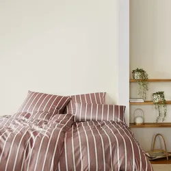 elegante Bambus-Baumwoll-Satin Bettwäsche Refrain 135x200 cm + 80x80 cm | mauve - braun