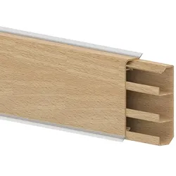 GGK 13389 Sockelleistenkanal SL 20x70mm-buche, PVC mit Dichtlippe, 3 Kammern, buche SL20x70  - 2 Meter