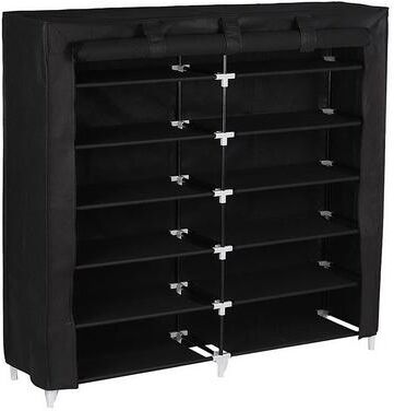 karlinc 7 Tiers Portable Shoe Rack Closet Fabric Cover Shoe Storage Organizer Cabinet,Black