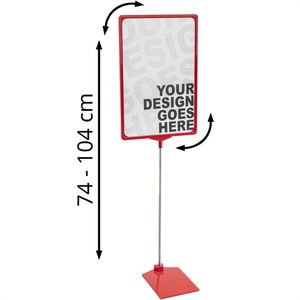 Franken Infoständer PSM A3 01 aus Aluminium, rot, A3, 74-104 cm höhenverstellbar, Hoch- oder Querformat, beidseitig