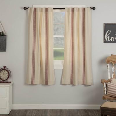 VHC Brands Market Place Red Grain Sack Stripe Short Panel Set of 2