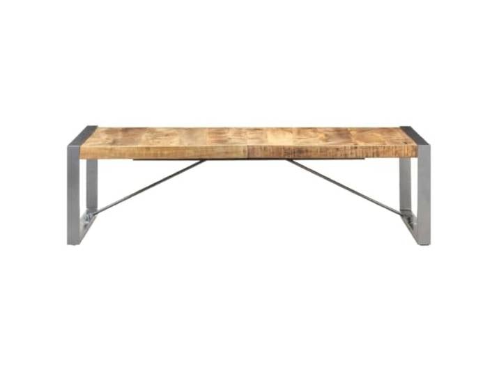 KKgypkn Couchtisch 140x70x40 cm Raues Mangoholz Massivholz, Industriestil, Pulverbeschichtete Stahlbeine, Einzigartige Holzmaserung