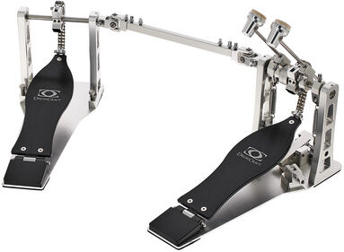 DrumCraft Nighthawk Double Bass Pedal CD Silber eloxiert mit schwarzer Trittplatte