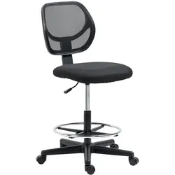 MODFU Bürostuhl Stehstuhl ergonomisch höhenverstellbar Schwarz 61x59x113 cm ohne Armlehnen mit Fußstütze 360 Grad drehbar Mesh Rücken