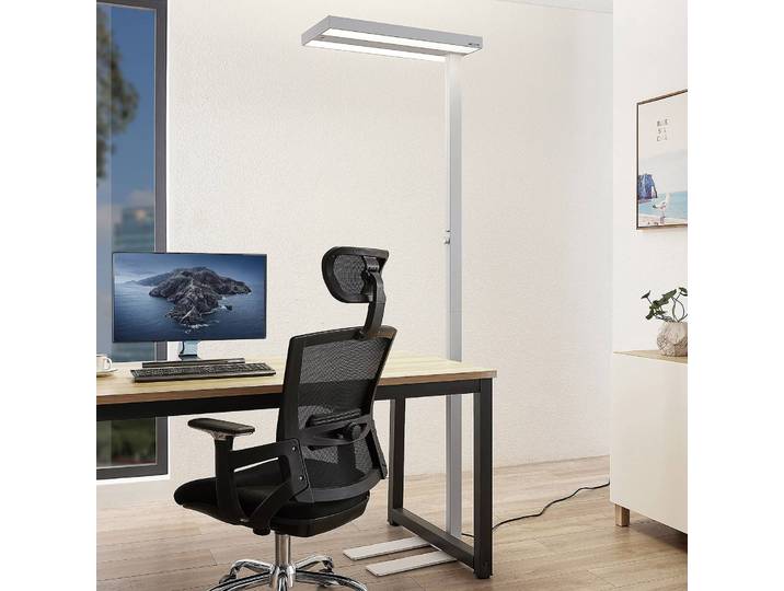 Stehlampe Logan Pro Arcchio, dimmbar, weiß / opal, für Arbeitszimmer / Büro, Aluminium, Modern