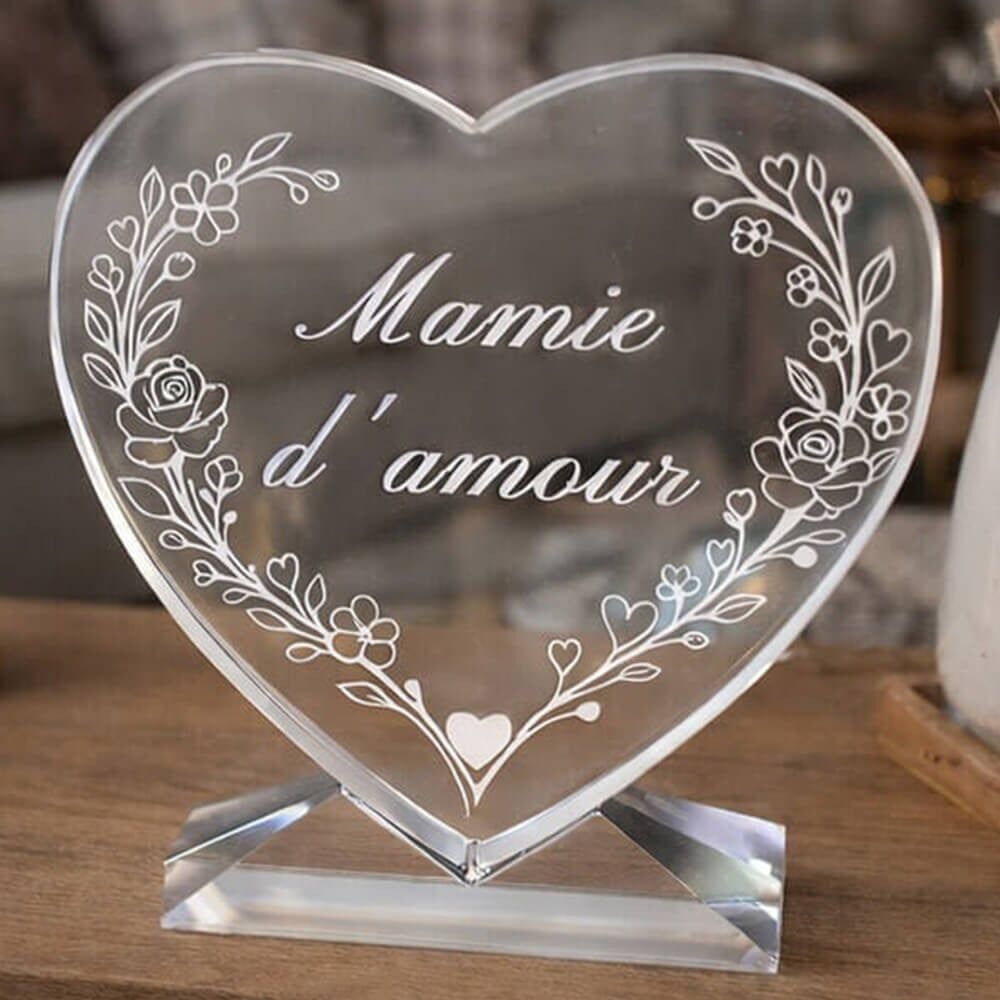 Ocadeau Coeur verre mamie gravé