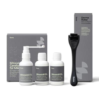 Minoxidil Careforsons f.Männer 50 mg/ml+Roller 3M. 3x60 ml Lösung