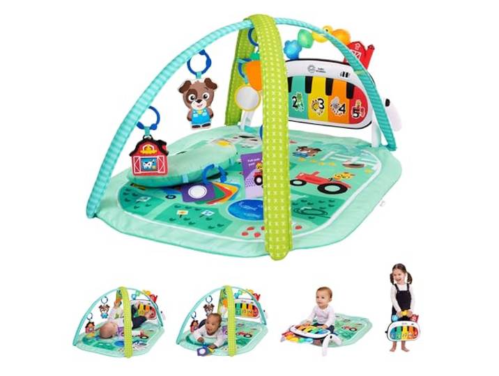 Baby Einstein Farm Explorers 4-in-1 Kickin' Tunes Musical Meadow Musik- & Sprachentdeckungs-Spielbogen, Spielmatte mit Kick-Piano, ab 0 Monaten