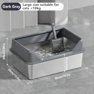 Inspire Essentials KEMORELA XL Stainless Steel Covered Cat Litter Box With High Sides 1