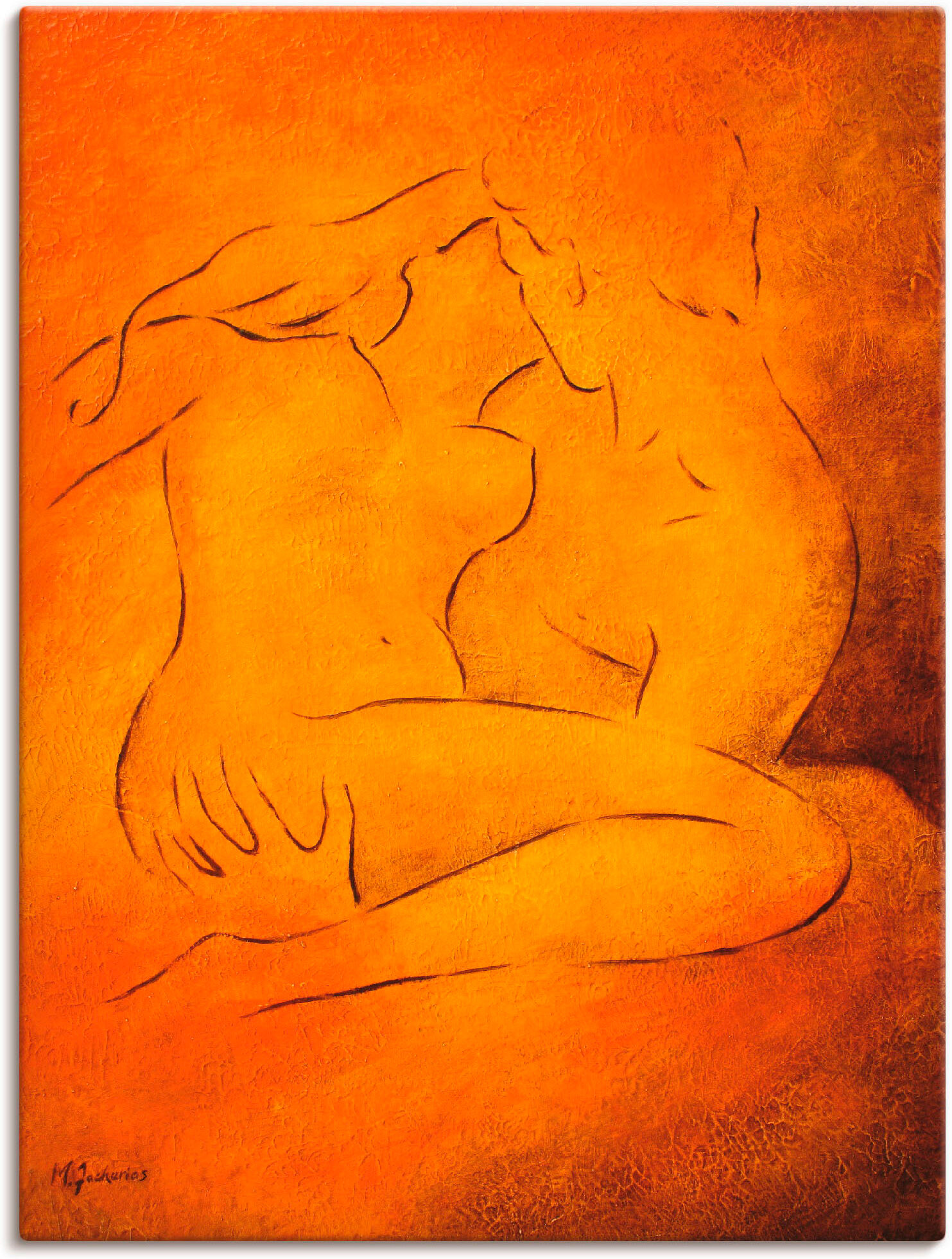 Leinwandbild ARTLAND "Flammende Leidenschaft", orange (farbe bild(er): orange), B:60cm H:80cm, Bilder, Leinwandbild, auf Holzrahmen gespannt farbe bild(er): orange B/H/T: 60cm x 80cm, Leinwandbild Paar Hochformat, 1 Stk.