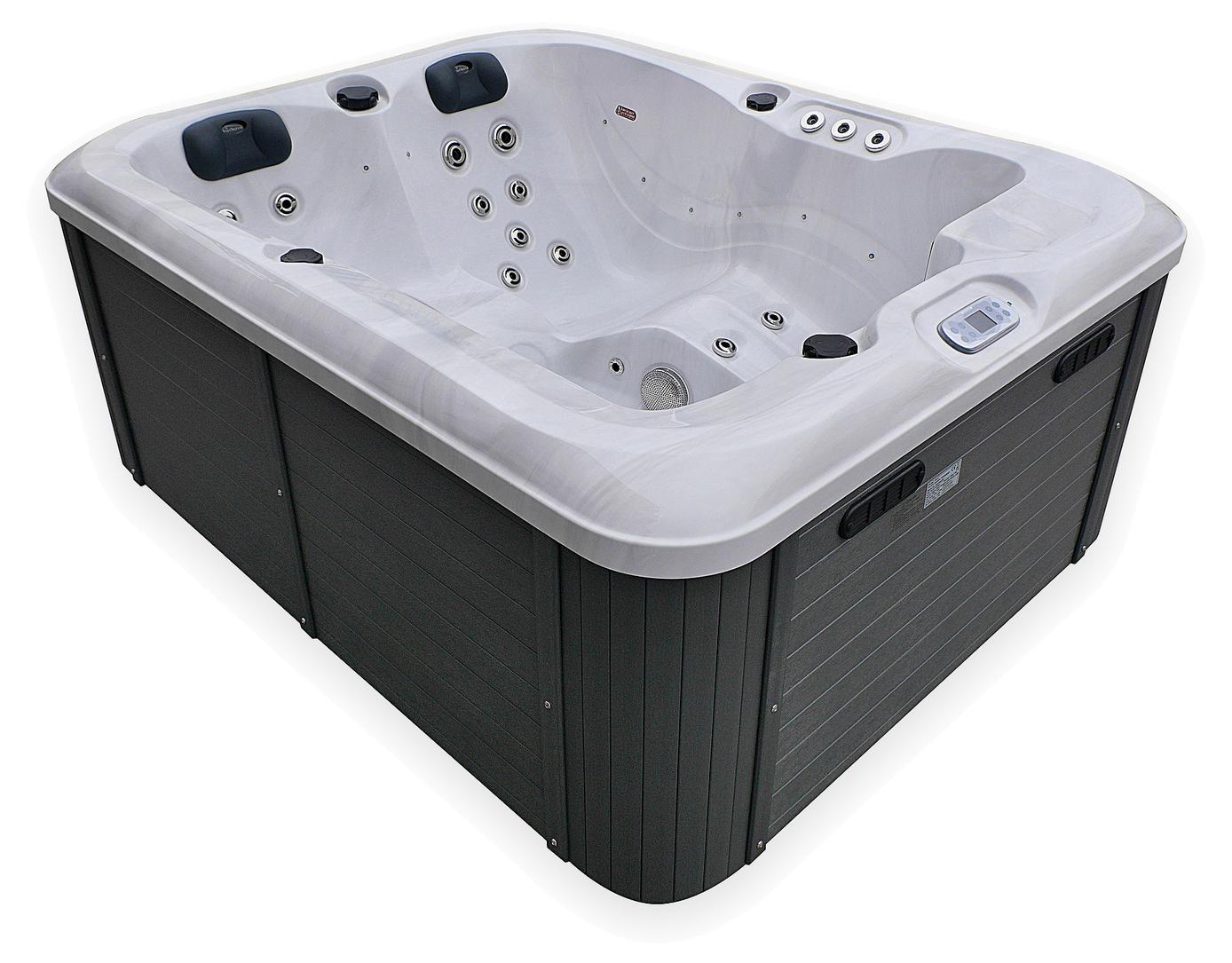 TroniTechnik ENNA Outdoor Whirlpool mit Farblichtsystem, Sanitäracryl, Heizung und Hydromassage 200x160 cm
