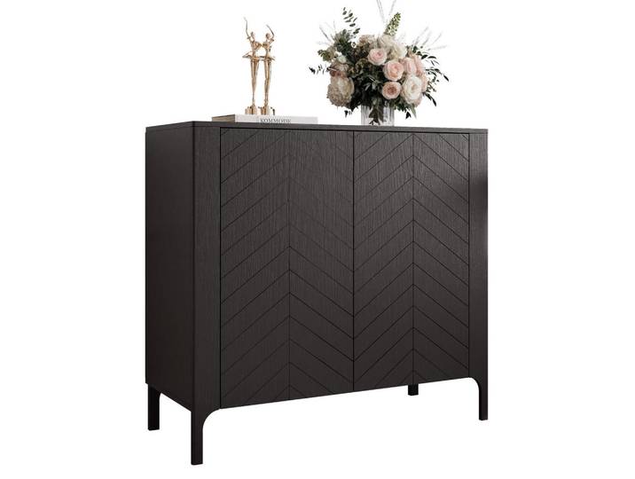 Idohome Kommode Lorien 103 cm, Schwarz, Metall, Uni, 103x95.1x40.6 cm, Kleinmöbel, Kommoden, Kommoden
