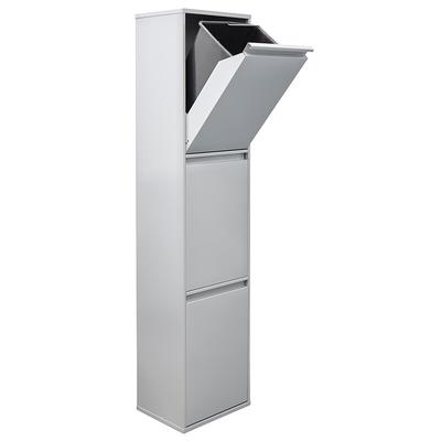 ARREGUI Basic CR302-B Recycling Abfalleimer / Mülleimer aus Stahl mit 3 Inneneimern, 3 Fach Mülltrennsystem, 3 x 17L (51L), hellgrau