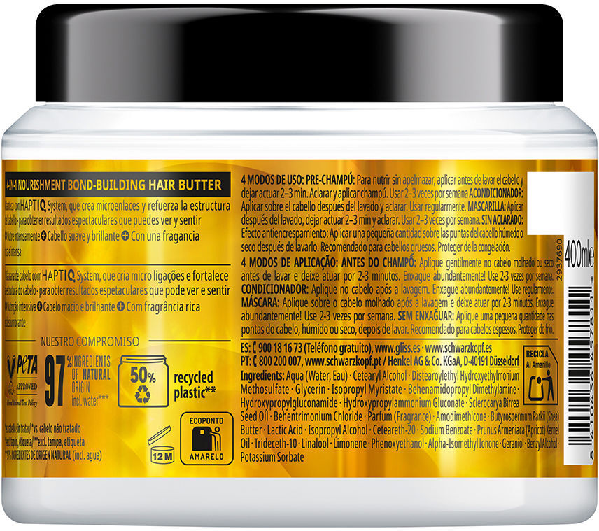 Schwarzkopf Mass Market Máscara Nutritiva Gliss Oil 400 ml
