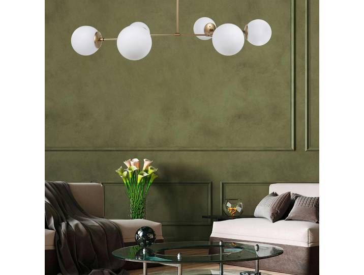 Suspension design 6 globes en verre SIERRE - Doré