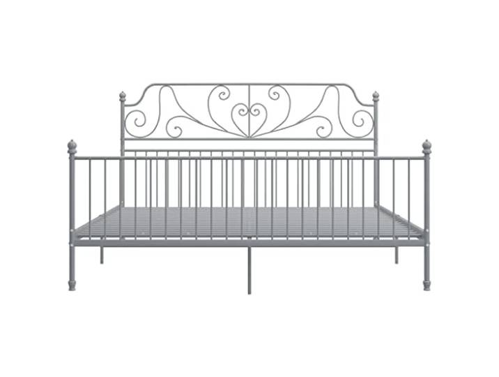 KTHLBRH Doppelbett Grau Metall 200 x 200 cm Gestell aus pulverbeschichtetem Metall, Latten im Lieferumfang enthalten, Montage erforderlich