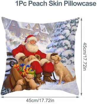 Inspire Select Christmas Santa Cushion Cover Decorative Polyester Cotton Throw Pillow Case For Sofa & Holiday Home Decor 9