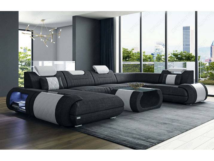 Wohnlandschaft Rimini U-Form aus Stoff