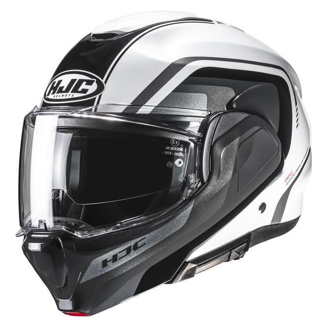 HJC F100 Reff Motorradhelm Grau Weiss (L, 59 - 60 cm) (107H64.31-5)