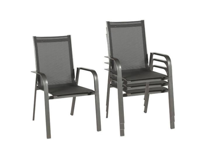 Gartensessel 4er-Set stapelbar Urban Aluminium/Textil