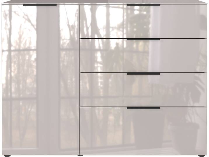 Sideboard GERMANIA Oakland mit Glasauflage , braun (kaschmir), B:134cm H:102cm T:42cm, Glas, Holzwerkstoff, Sicherheitsglas ESG, Sideboards, Sideboard, Breite: 134 oder 184 cm, Soft-close, verstellb. Böden, Made in Germany