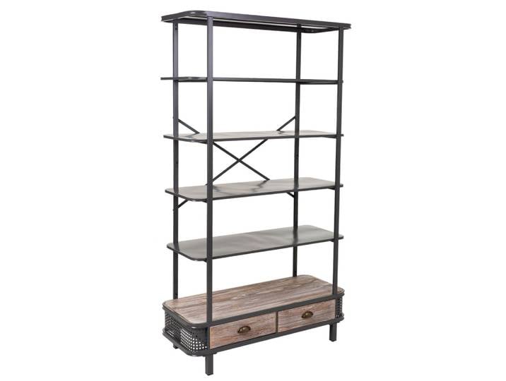 Étagère en métal et bois gris 100x40x181h