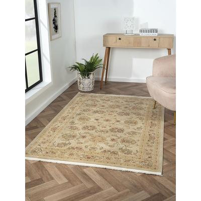 Teppich "Maryam 4", beige (creme, creme), B:140cm H:7,5mm L:200cm, Polypropylen (PP), MYFLAIR MÖBEL & ACCESSOIRES, Teppiche, Teppich, Kurzflor, Orient Optik, edler Glanz, mit Fransen, besonders weich