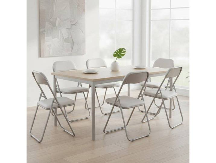 Lot de 6 Chaises pliante Antenore - Dmora - En Metal - Blanc 43x47h79.5 cm