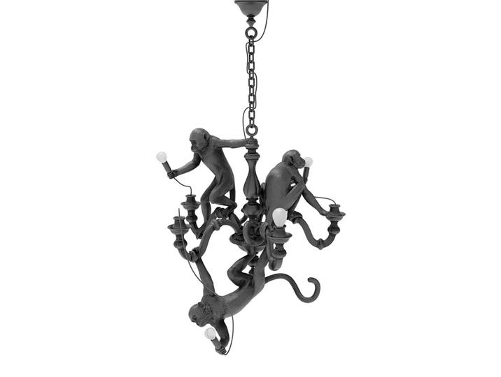 SELETTI lampe à suspension MONKEY CHANDELIER BLACK (Noir - Résine)